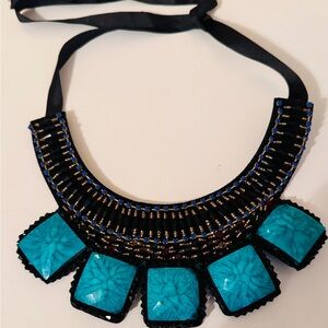 Turquoise and Black Statement Necklace